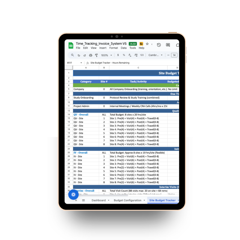 Professional Time Tracking & Invoice System for Clinical Res