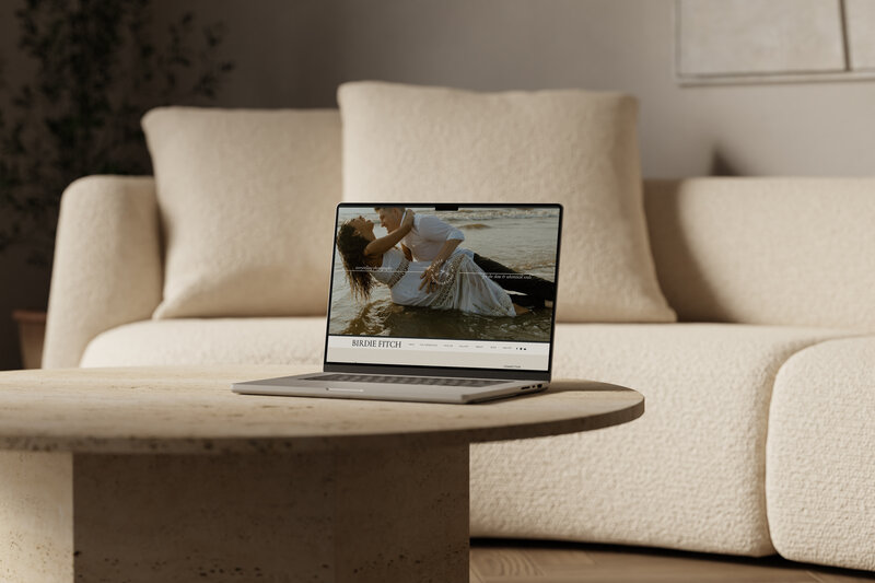 Custom showit homepage design for a film-inspired wedding photographer