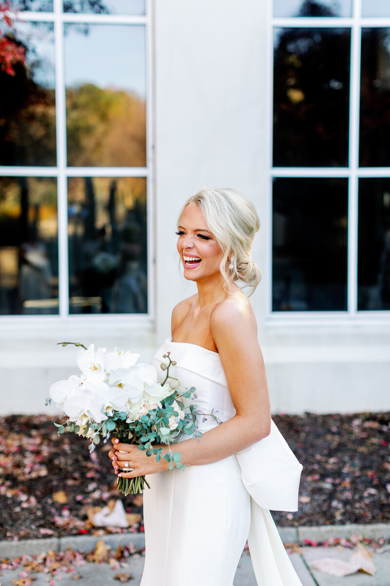 Birmingham Botanical Gardens bride with orchid bouquet by Ricky Whitley and Maddie Moore Photo