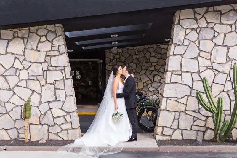 Yvette and Bennett at ACE Hotel in Palm Springs  photographed by Palm Springs wedding photographer Ashley LaPrade.
