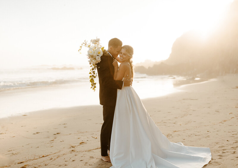 bride and groom at La Jolla elopement