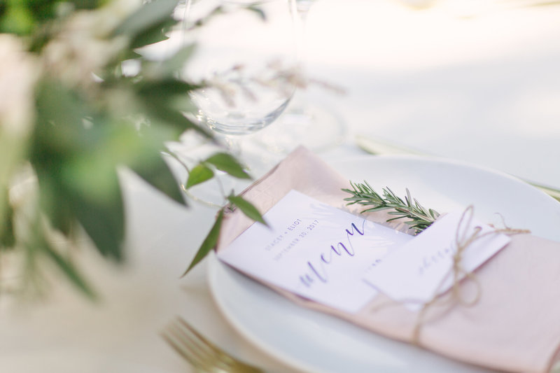 Table setting at Firestone Vineyard wedding