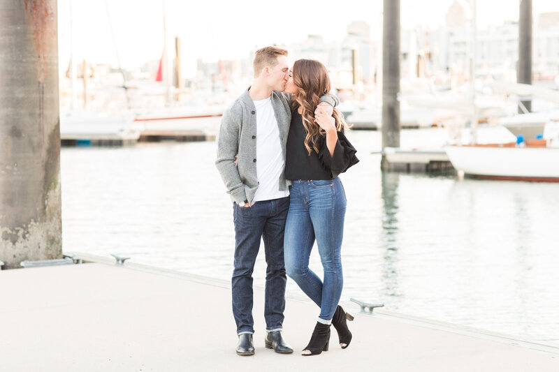 couple kissing in Charlestown Navy Yard