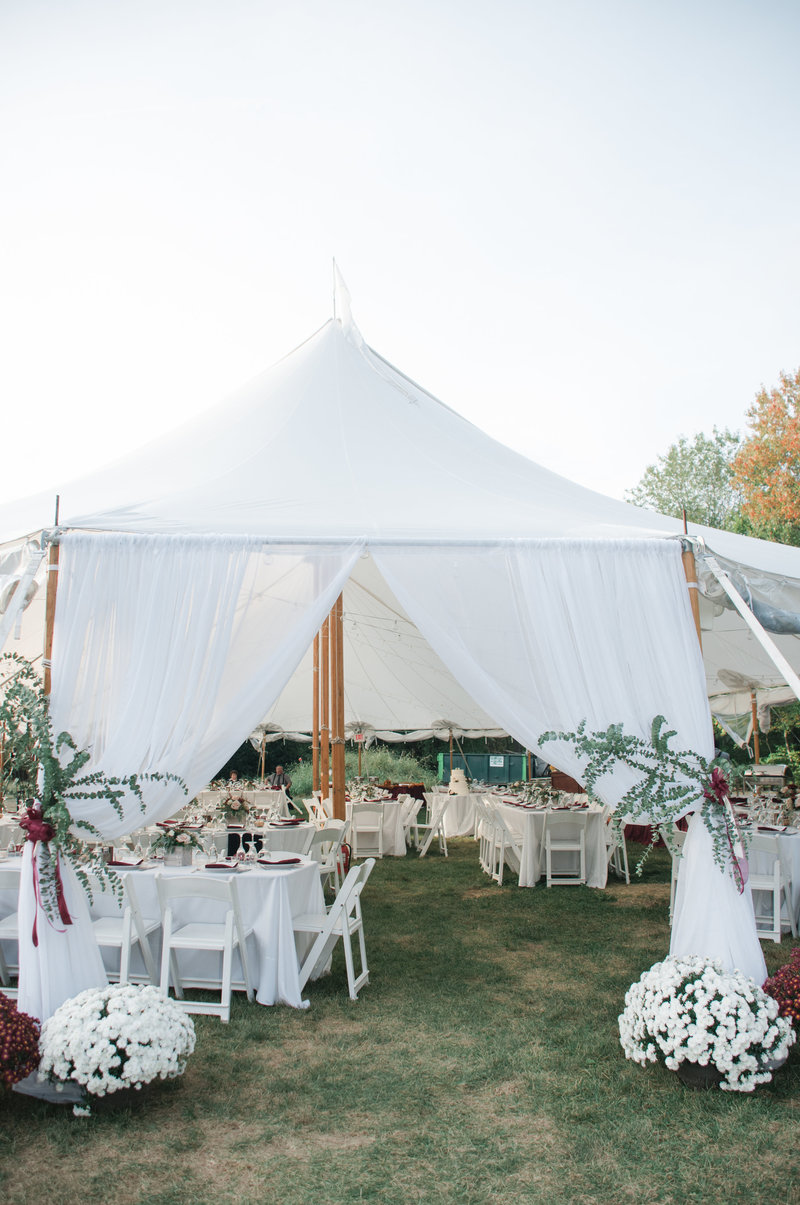 Tent wedding with draping.