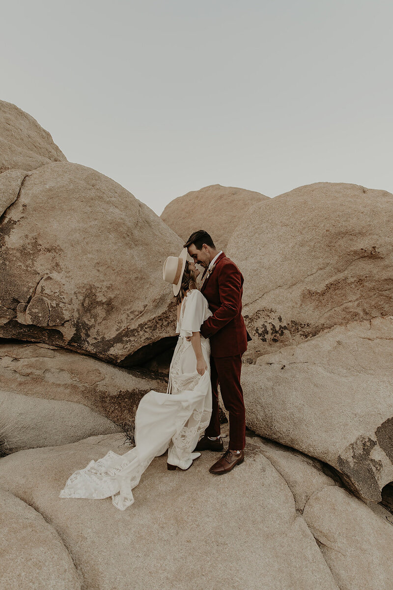Joshua Tree national Park Wedding. Elopement of just the bride and groom. 