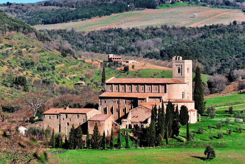 Sant Antimo Abbey near Montalcino in Tuscany