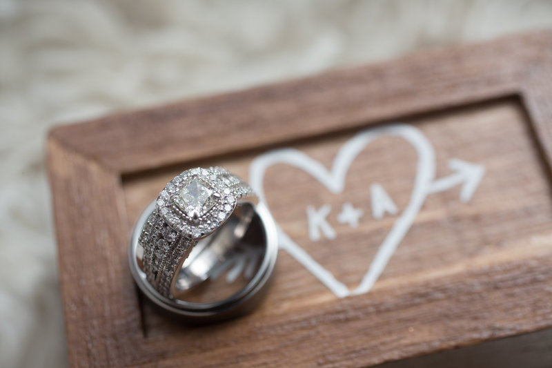Wedding bands and engagement ring shot