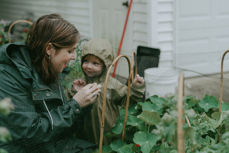 mom and son in the garden together, by elsie goodman photography