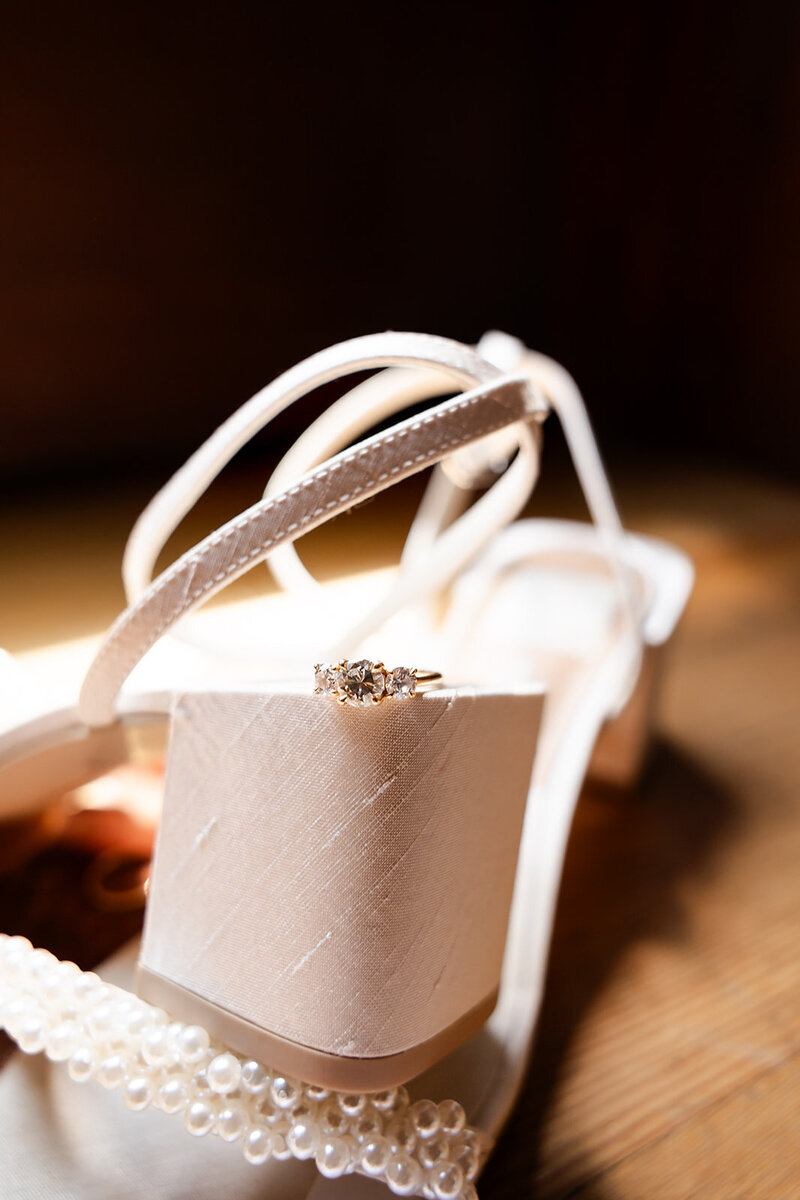 closeup of wedding ring on heel