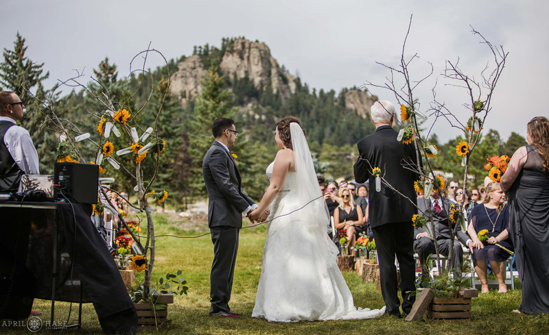 Evergreen Barn Wedding Venue in Colorado rocky mountain backdrop