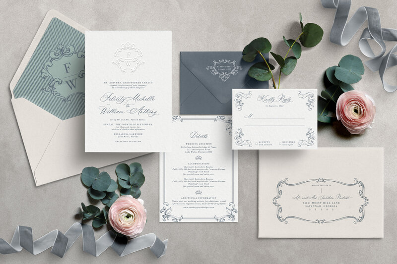 The Savannah Wedding Invitation Suite with 3-cards