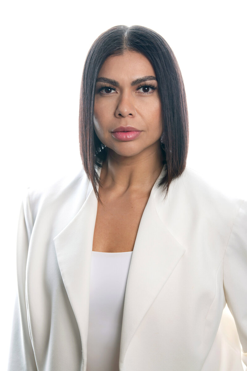 headshot on grey background