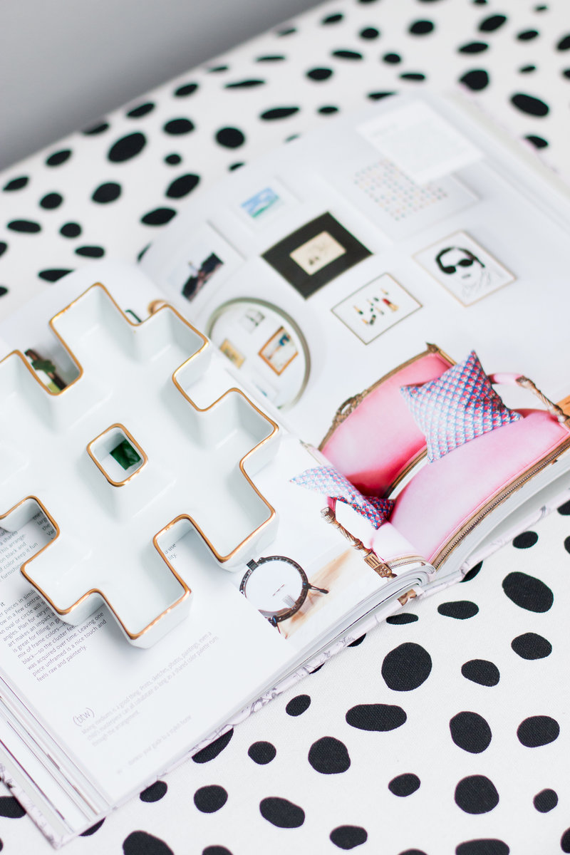 Fun detail photo of book and hashtag tray - Clic