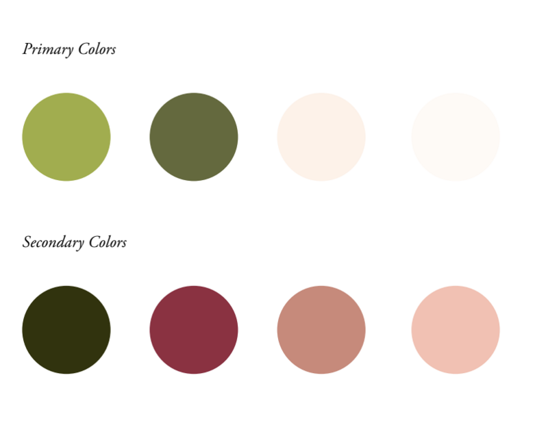 color palette of fleurish with flowers,  a florist in san francisco