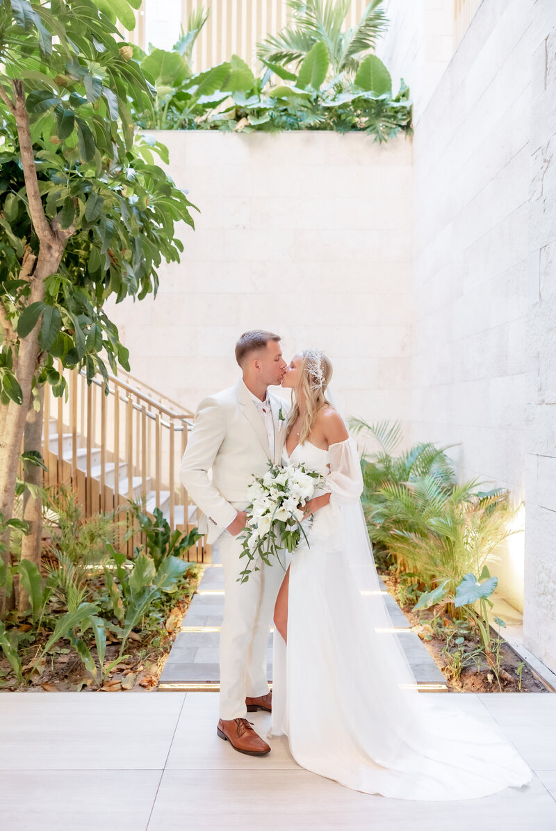 Bride and Groom first look at their destination wedding in Tulum