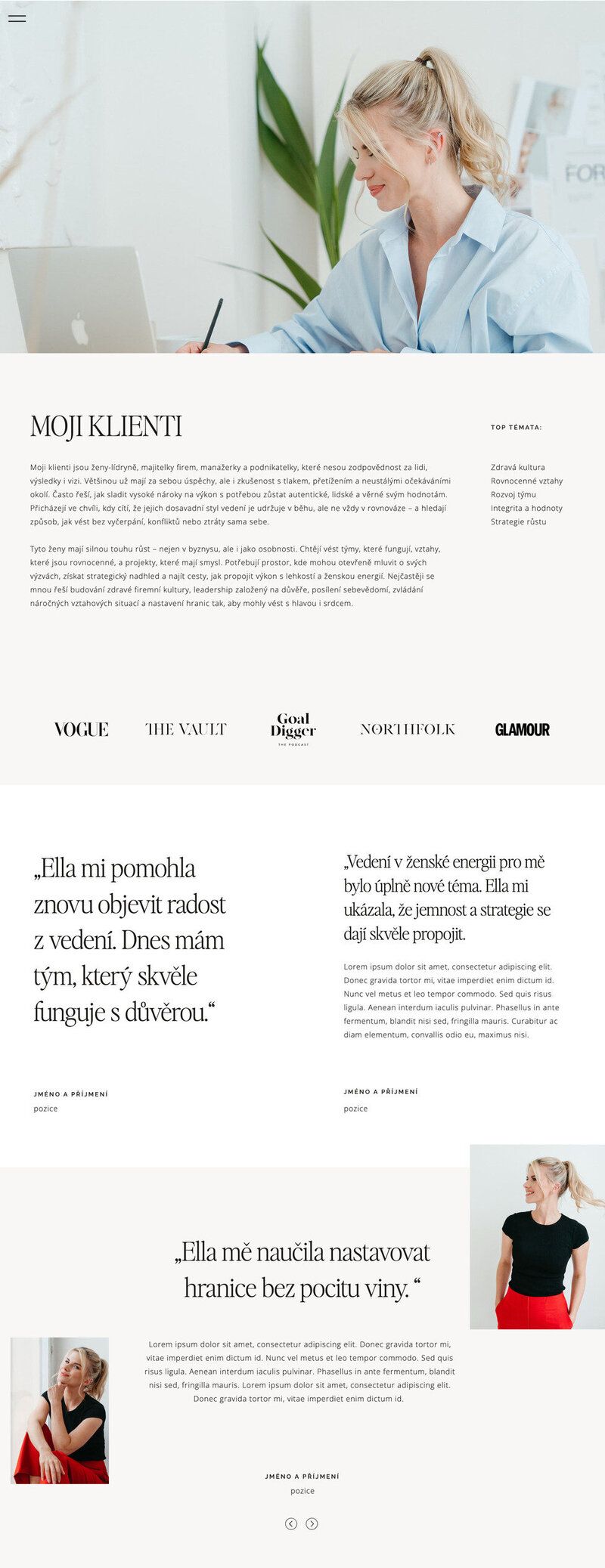 Chloe šablona pro váš web na Showit
