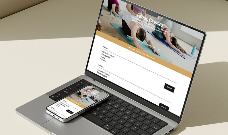Showit website template featuring an integrated class schedule page.