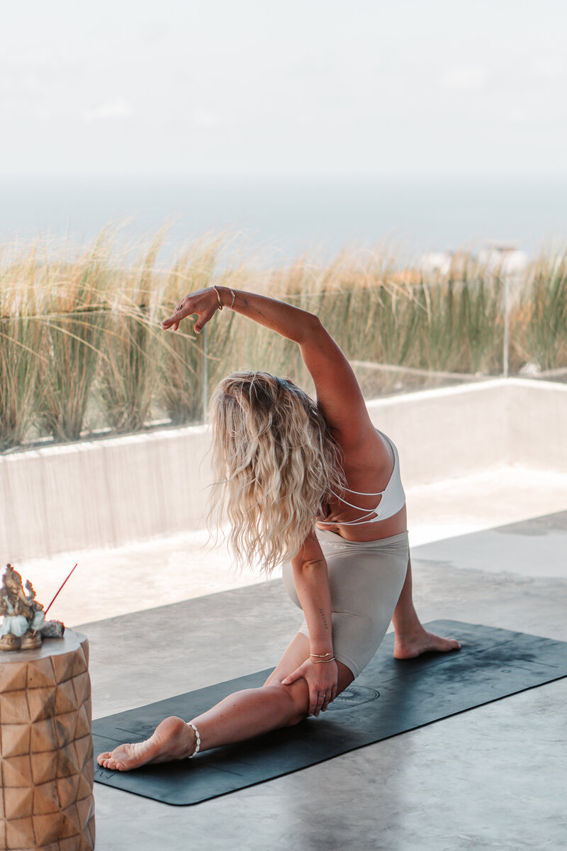 woman practicing yoga 