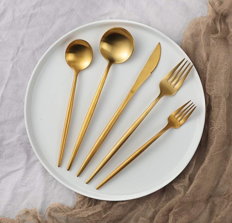 Madrid flatware matte gold 2-Rori Ranch Rentals