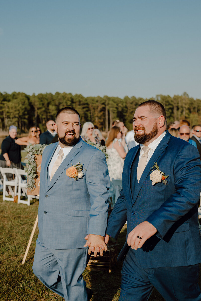 Couple smiling on their wedding day