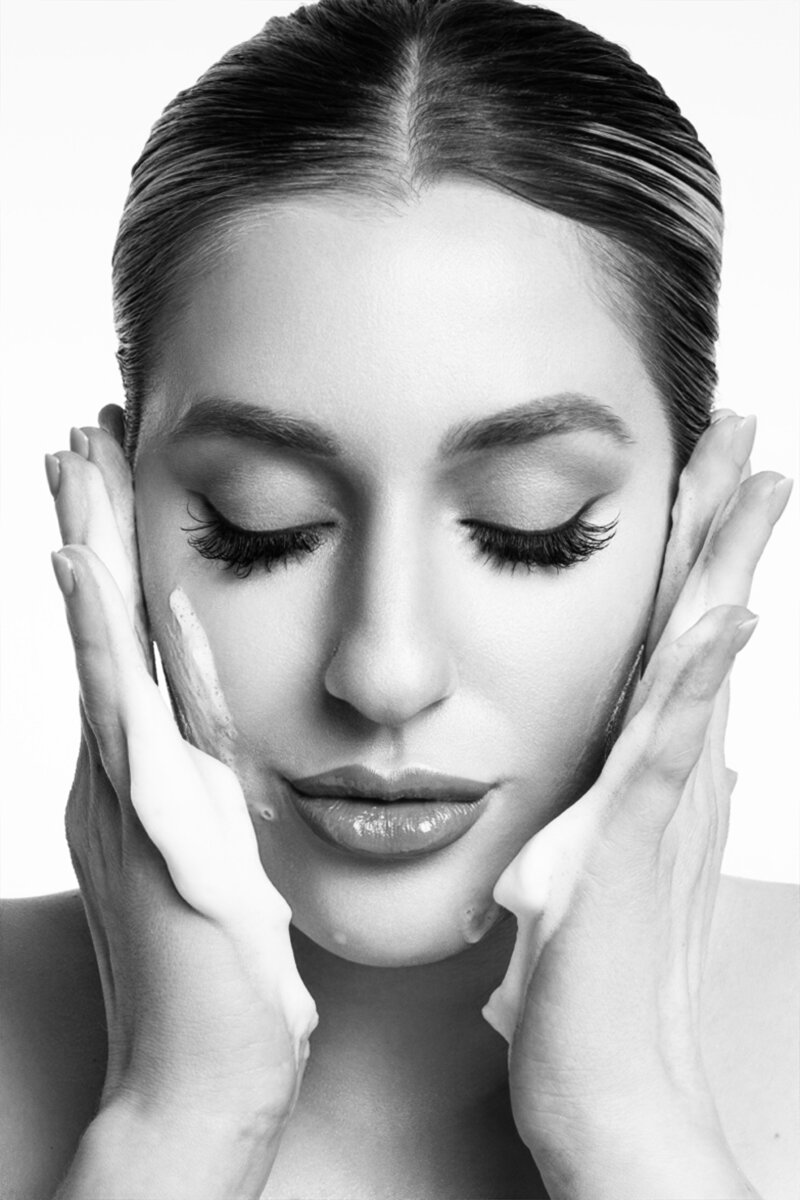 Professional esthetician explaining skincare routine