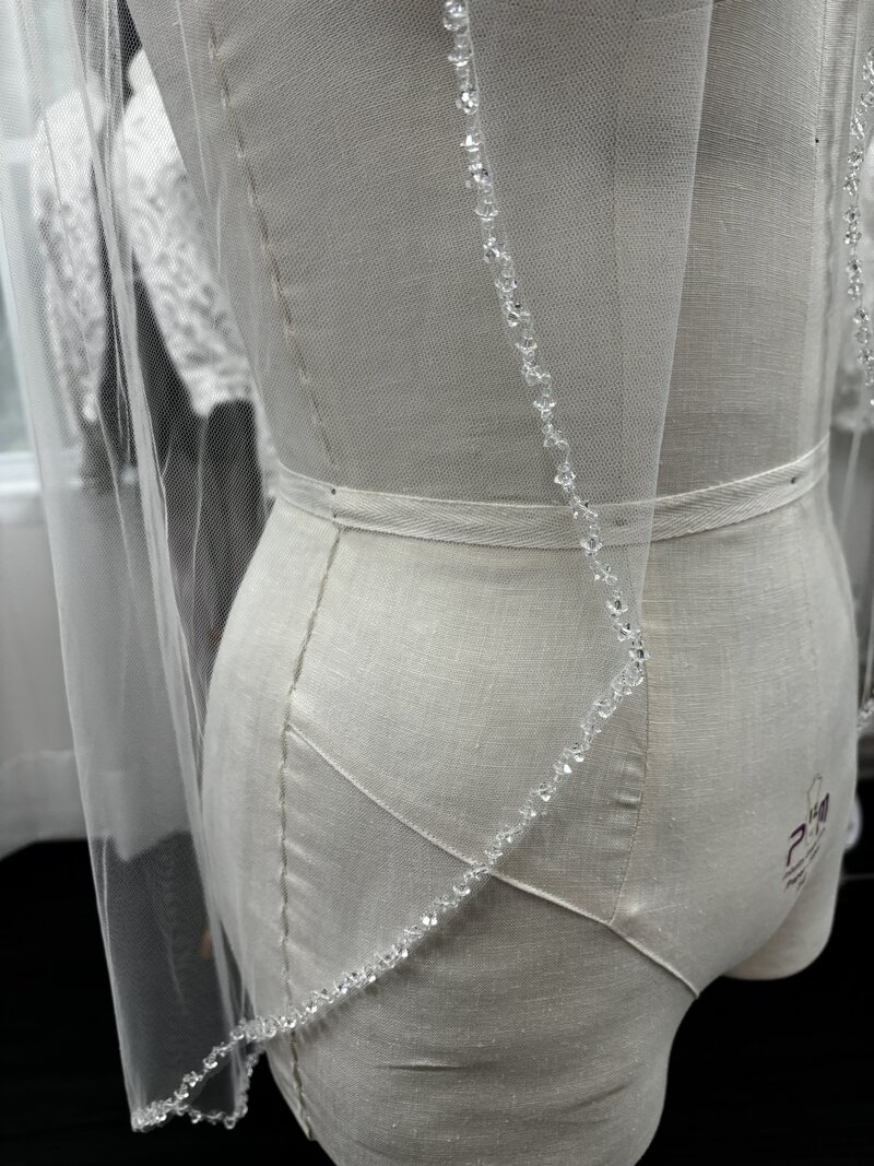 demelis atelier ivory fingertip bridal veil with rhinestone trim2