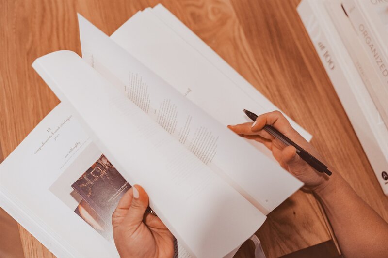 Flipping through book