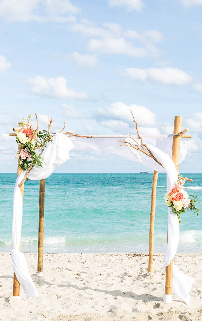 Wedding photography price & package | Photo of wedding altar on beach | White House Wedding Photography