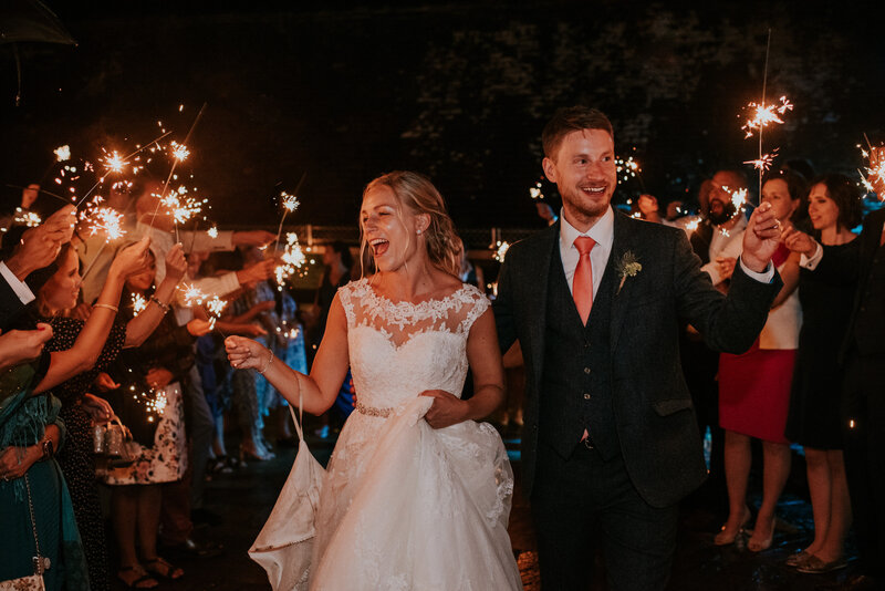 Sparkler exit from wedding reception