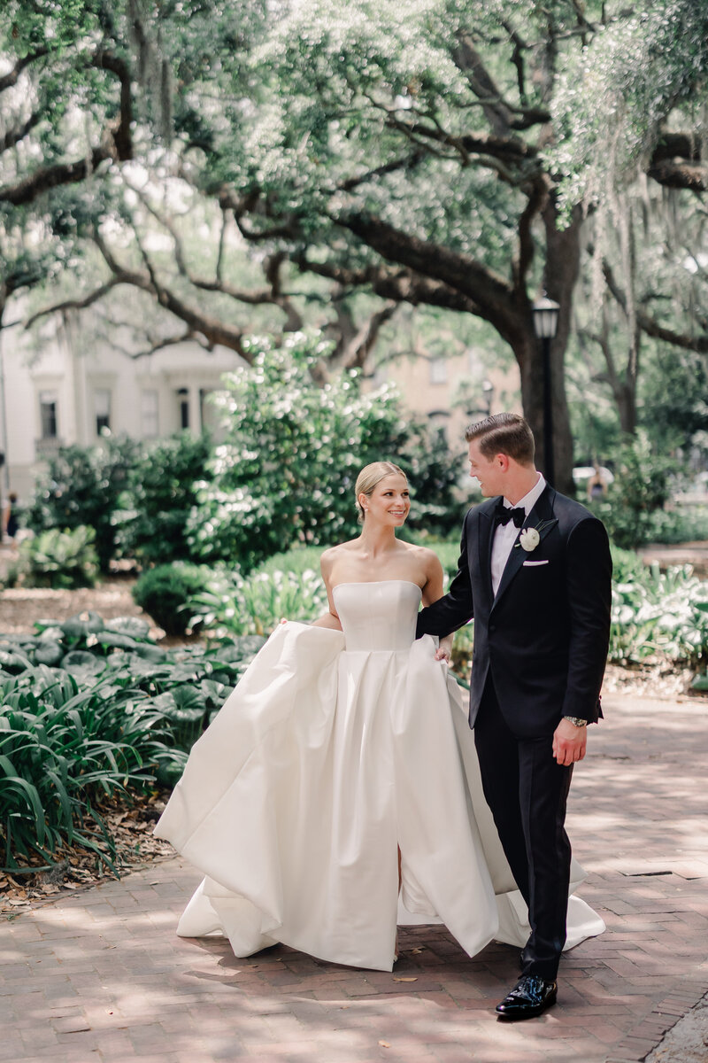 Couple with large floral installation