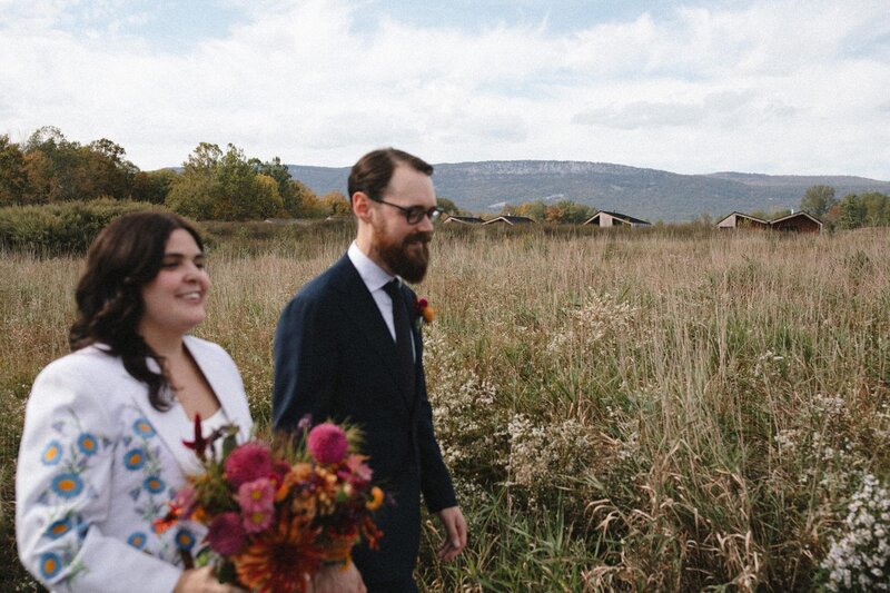 upstate ny hudson valley fall elopement couple at wildflower farms