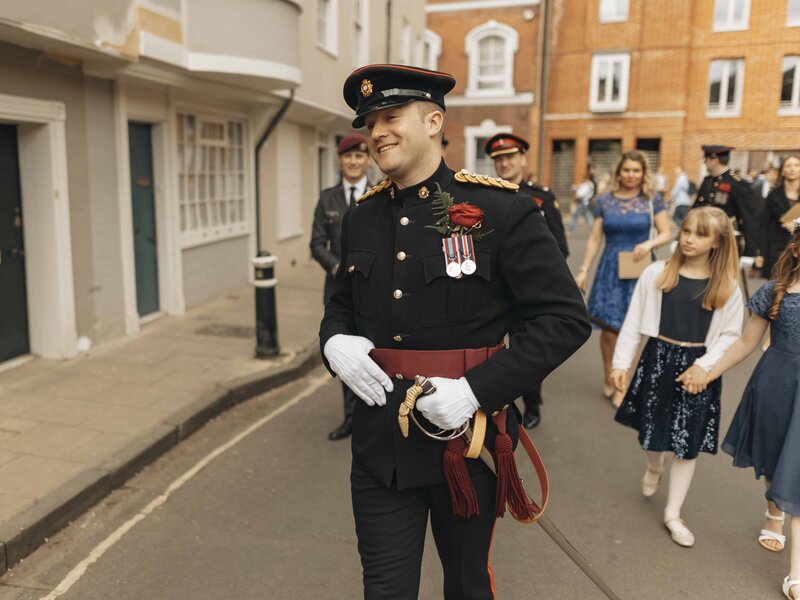 Groom in military uniform