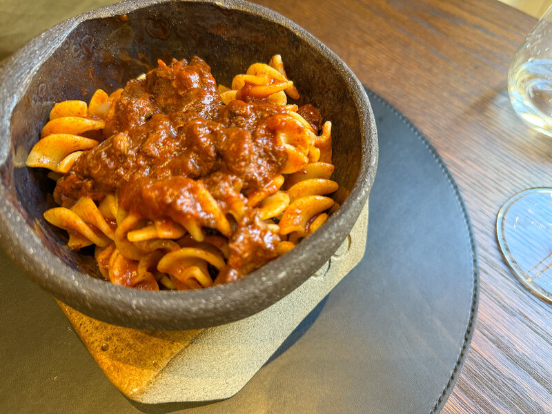 A plate of deer ragu at Ristorante Giorgio Tomei in Lucca, Italy
