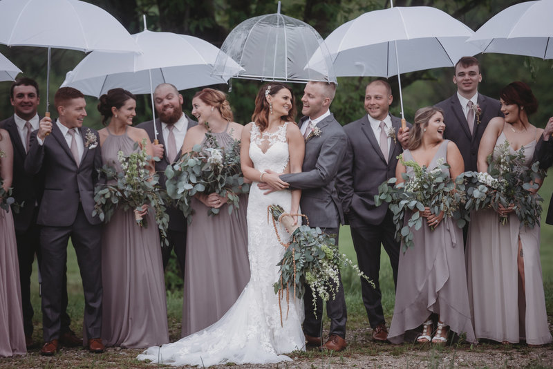 rainy wedding umbrella
