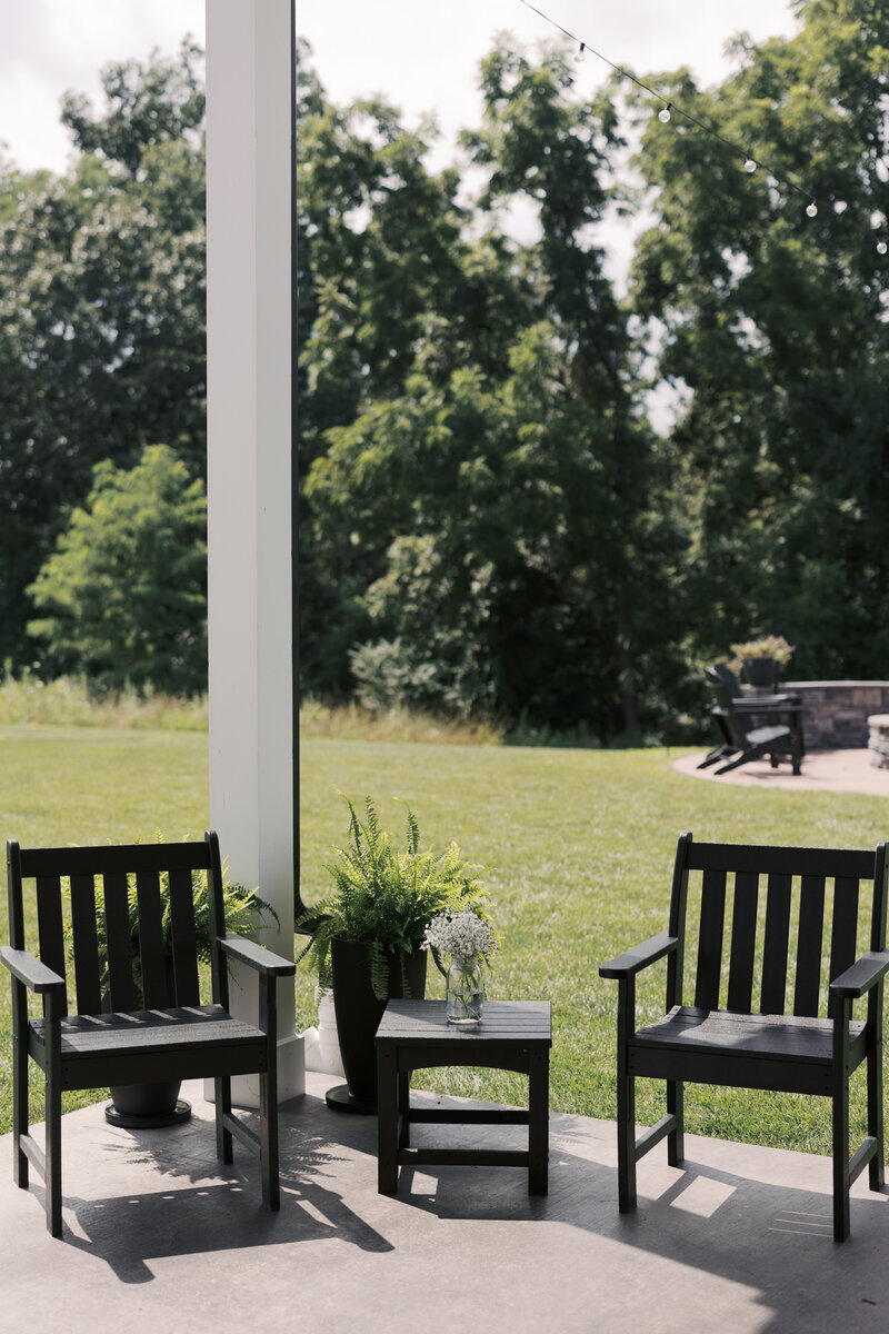 Outdoor covered veranda venue with forest views
