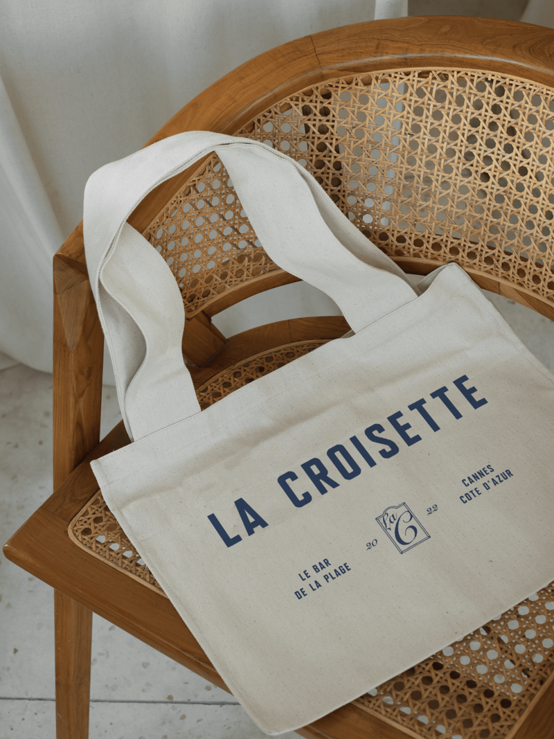 A mockup of the La Croisette brand totebag
