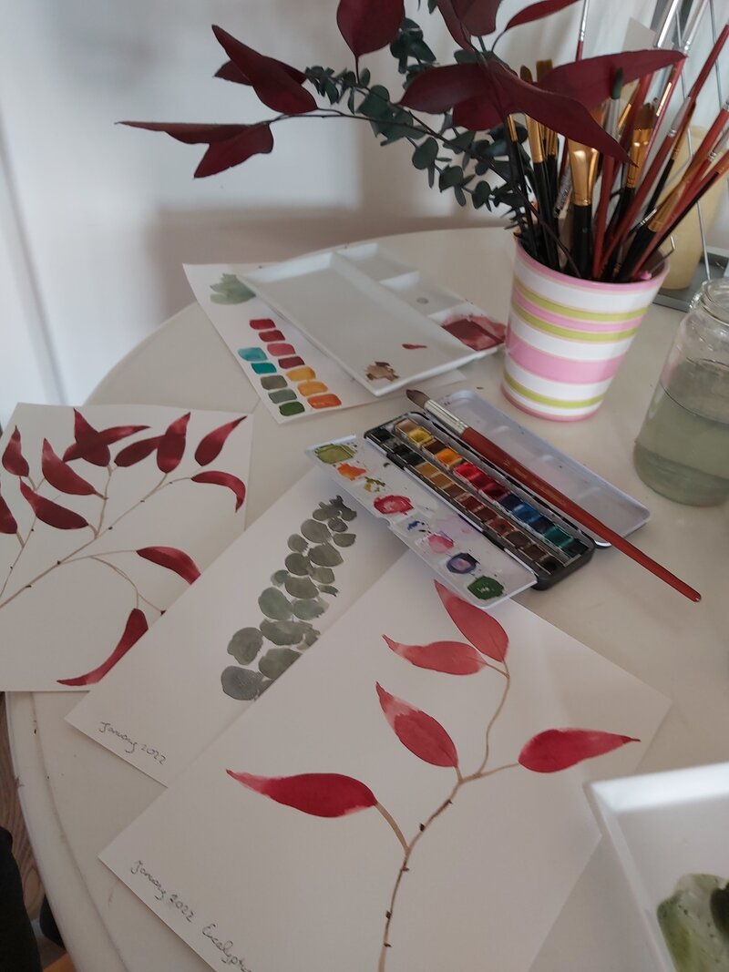 watercolor hand painting motifs