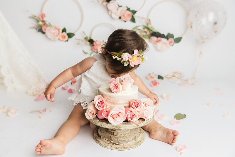 Framed portrait collage of a Denver cake smash session