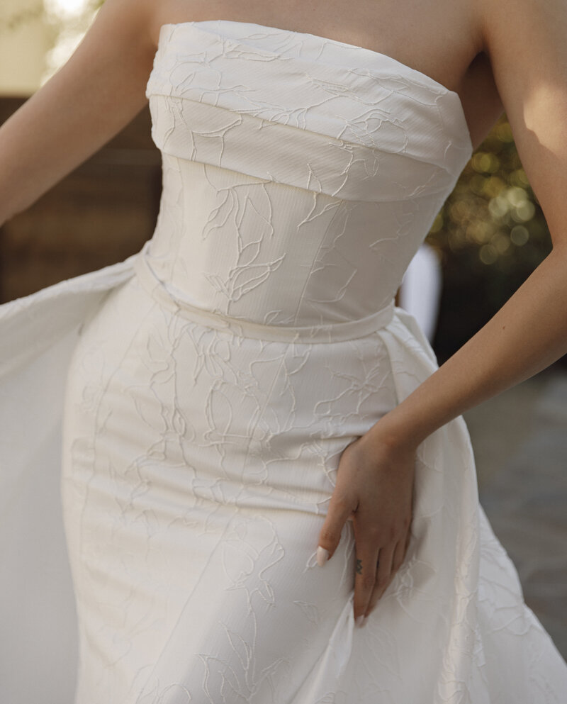 bride in a dress with low back