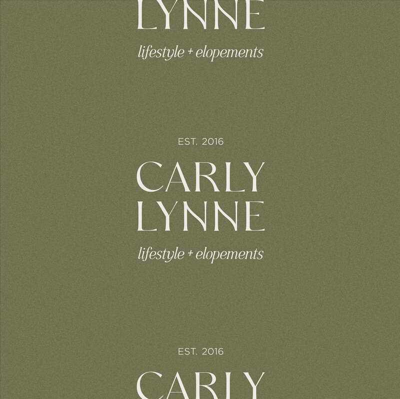 Logo design for wedding and portrait photographer on olive green background