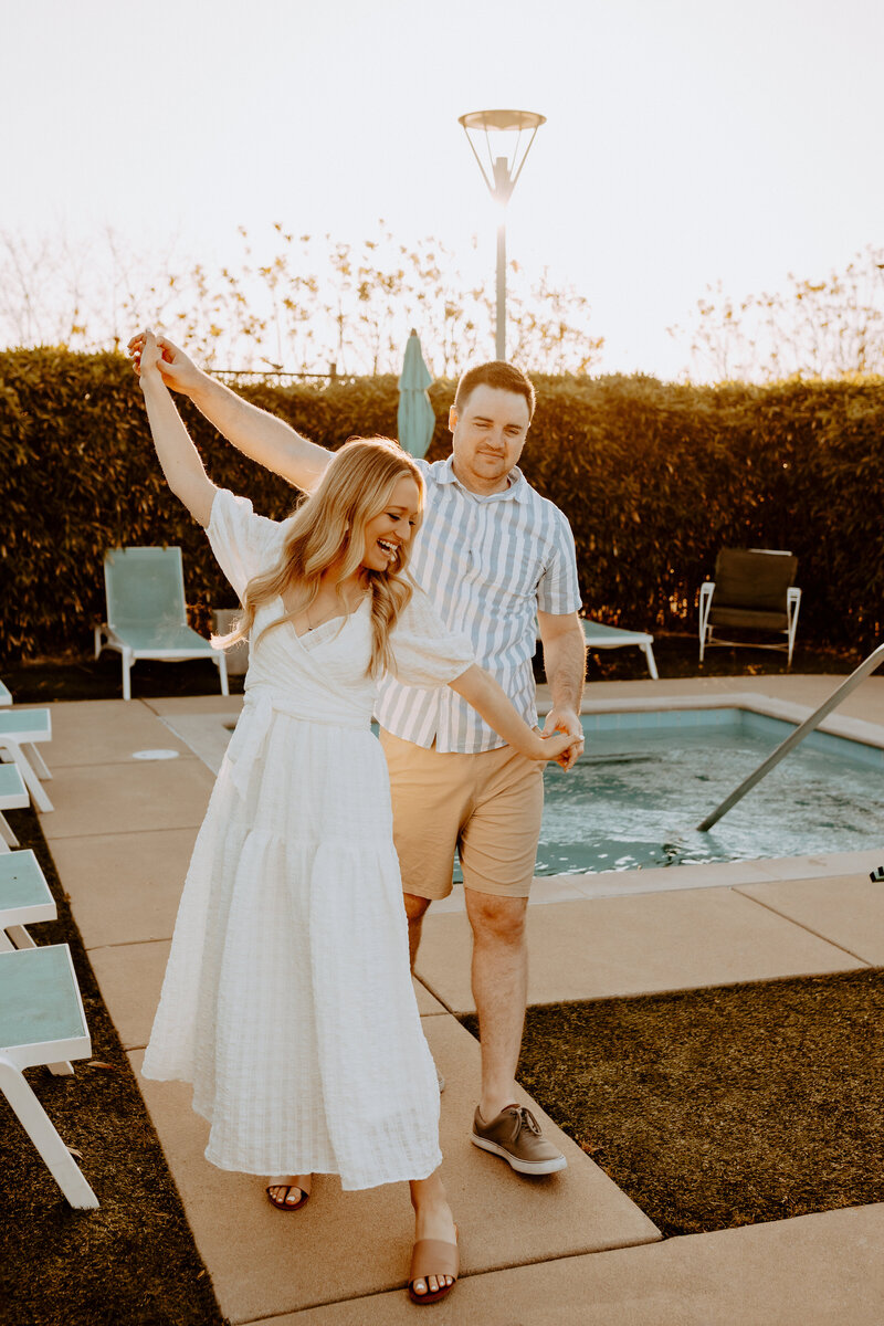 pinewood social pool engagement photos by madison delaney photography