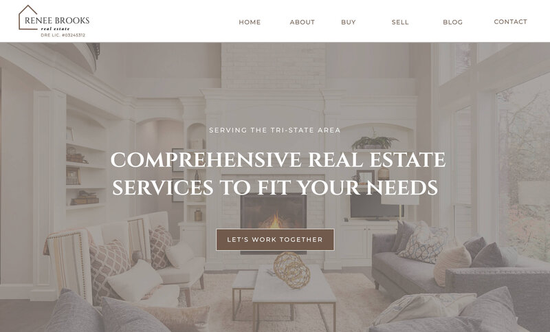 Renee Brooks Realtor above the fold homepage screenshot mockup on mac