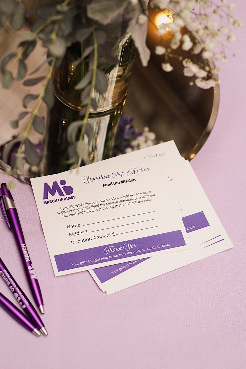 Custom design pledge cards for March of Dimes