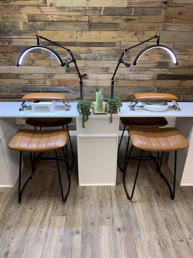 Manicure station. Profession beauty salon interior.