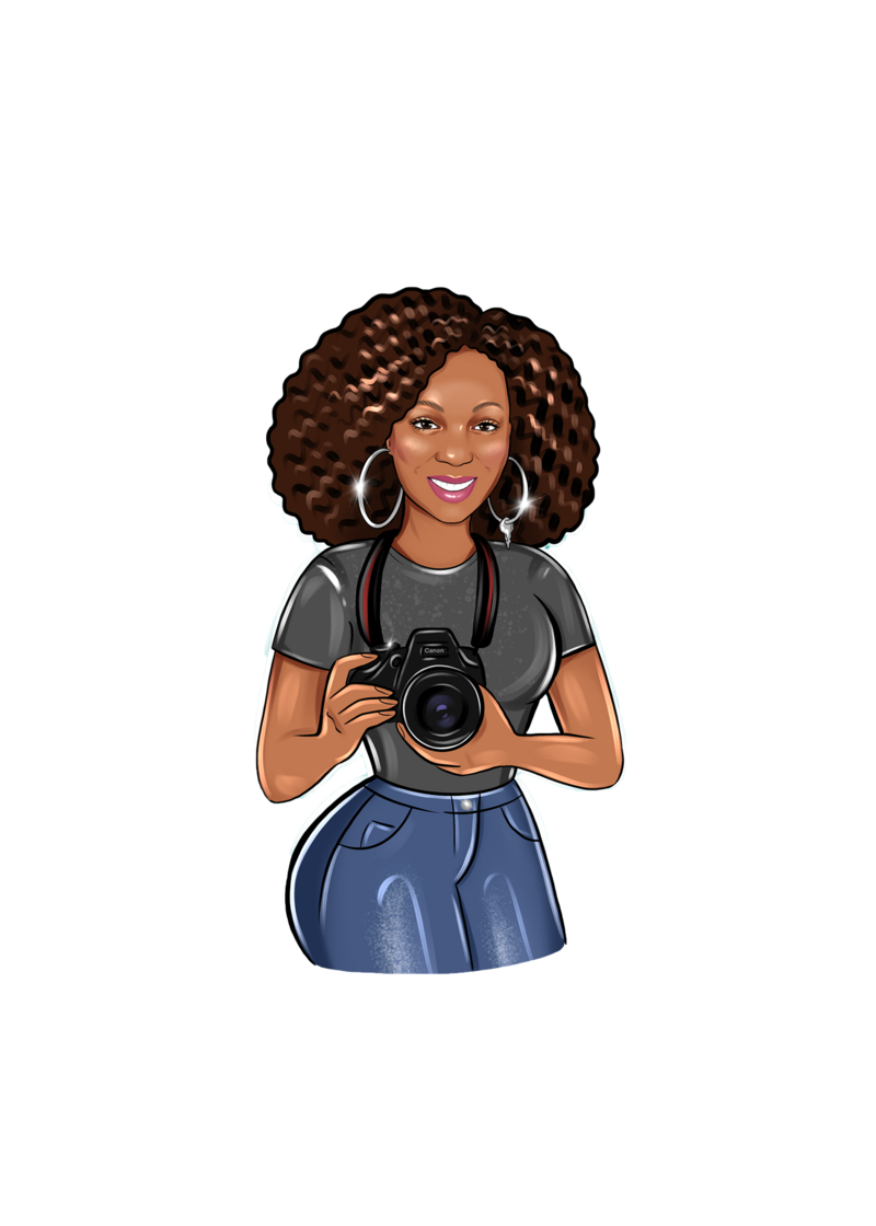 Cartoon  photo of  MeMe holding camera