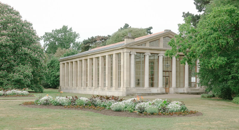 Exterior photograph of the Nash Conservatory at Kew Gardens