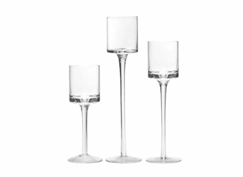 Stemmed glass candle holder 2- Rori Ranch Rentals