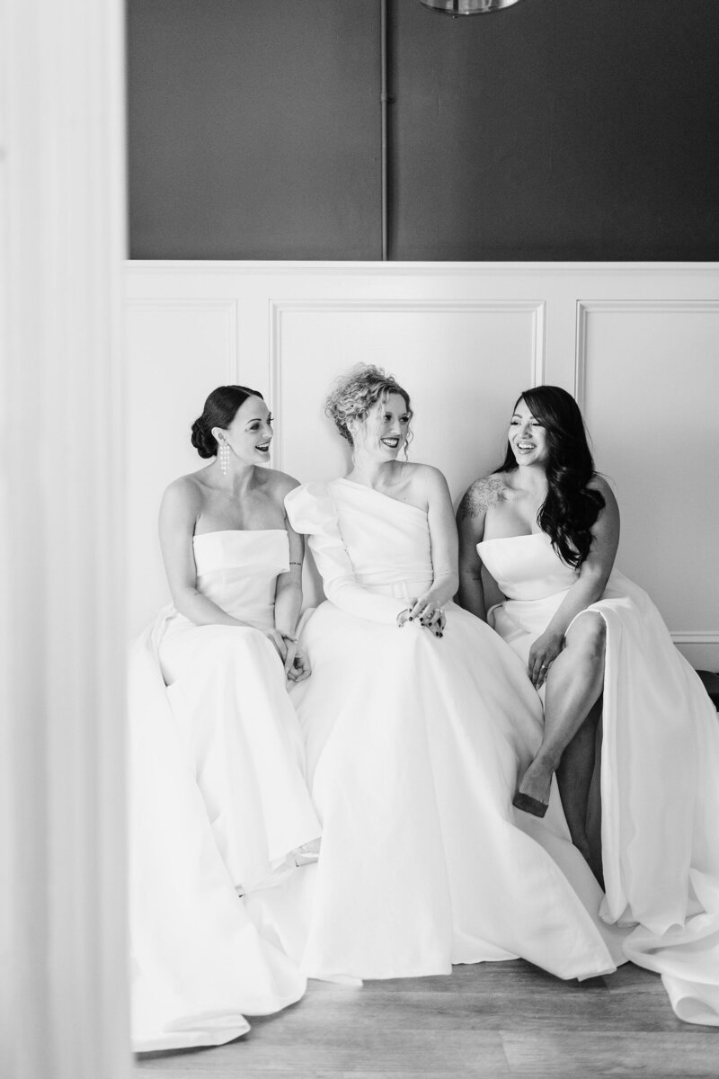 brides laughing amongst each other