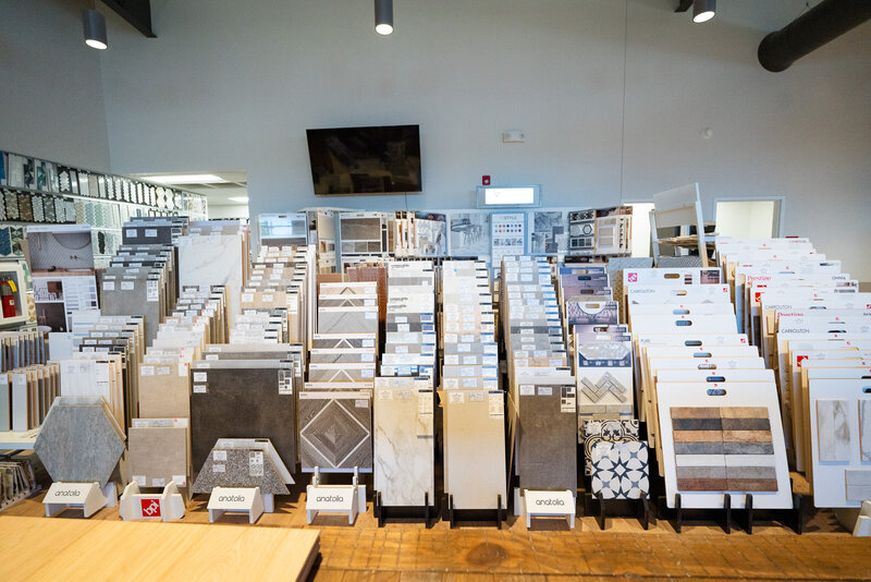 The tile and stone section of the showroom.