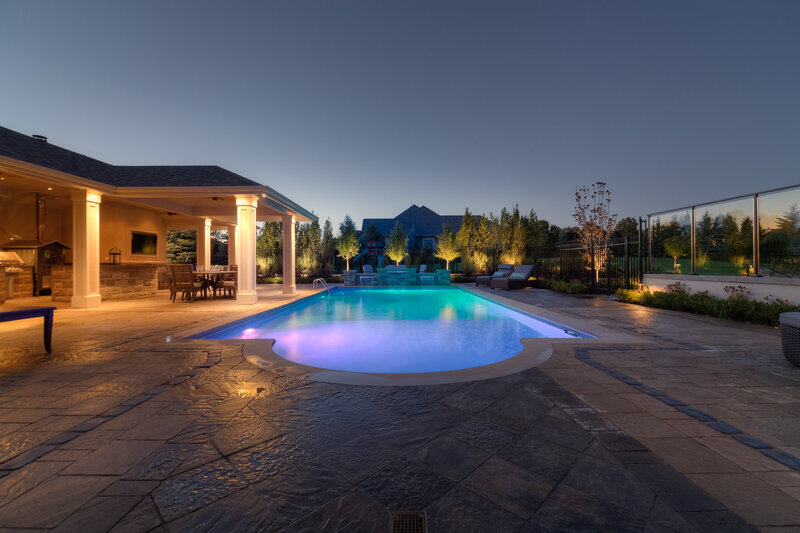 venice pool with purple and green lights